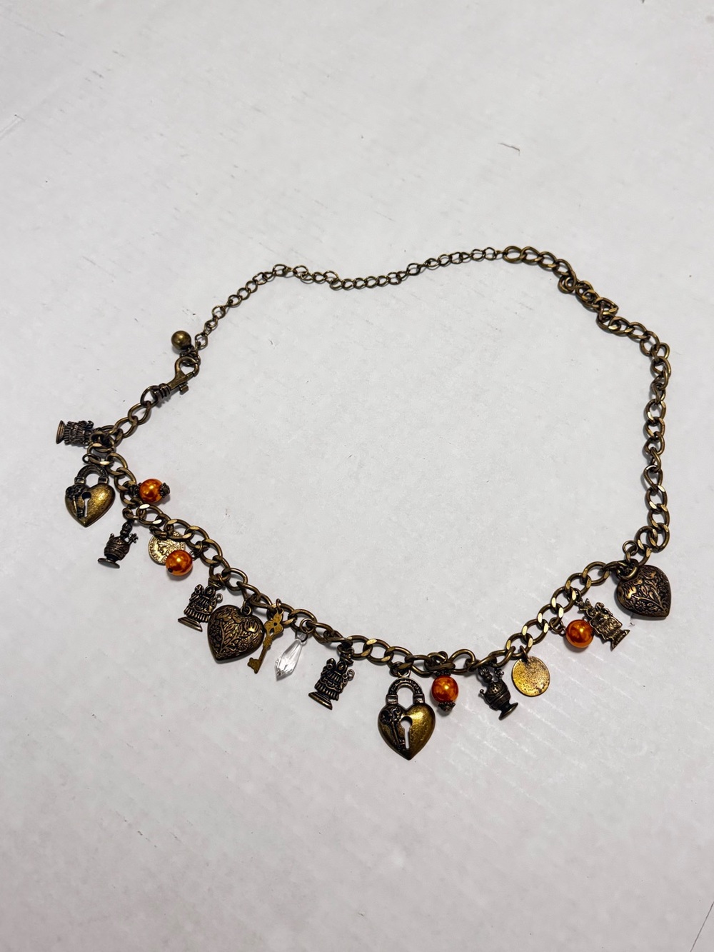 Retro GUESS Charm Belt: Gold/Brass Tone Beaded Chain belt